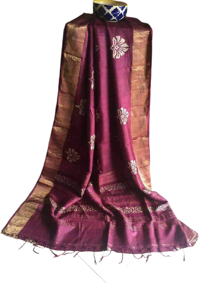 Pure Tussar Silk print saree