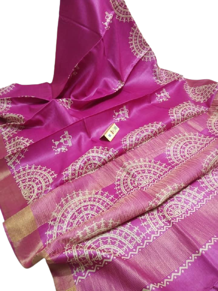 Pure Tussar Silk print saree