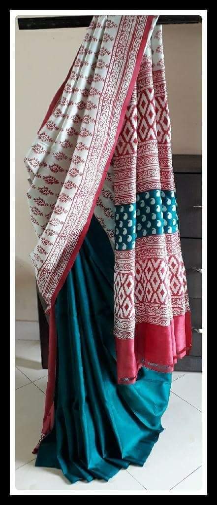 Pure Tussar Silk print saree