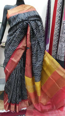 Pure Tussar Silk print saree