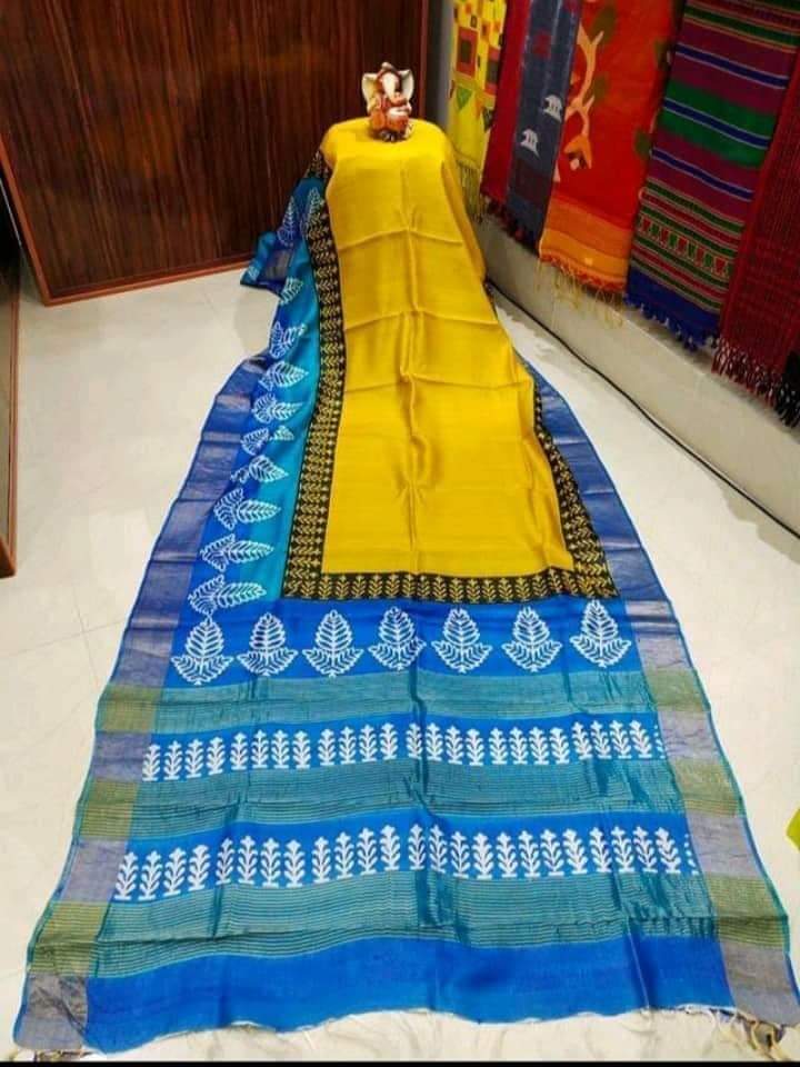 Pure Tussar Silk print saree