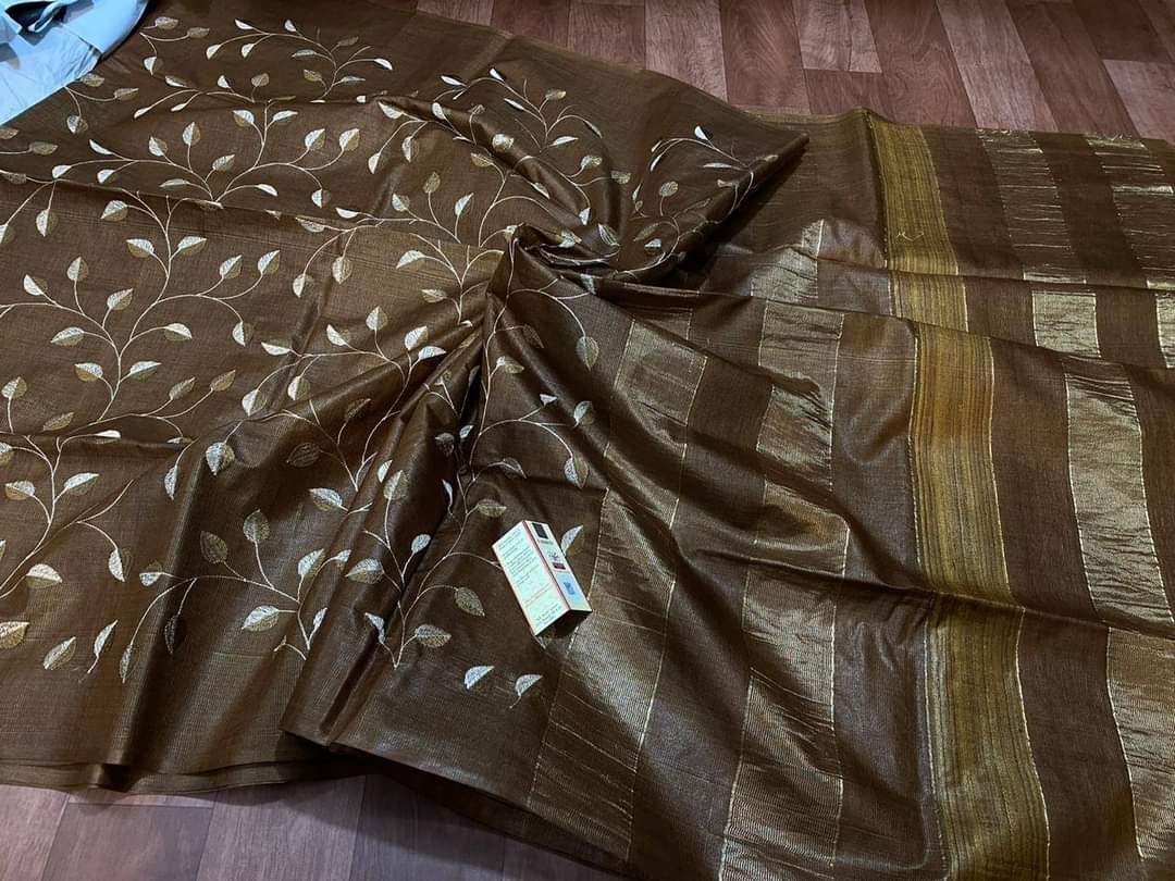 Tussar silk embroidery saree SILK ZONE