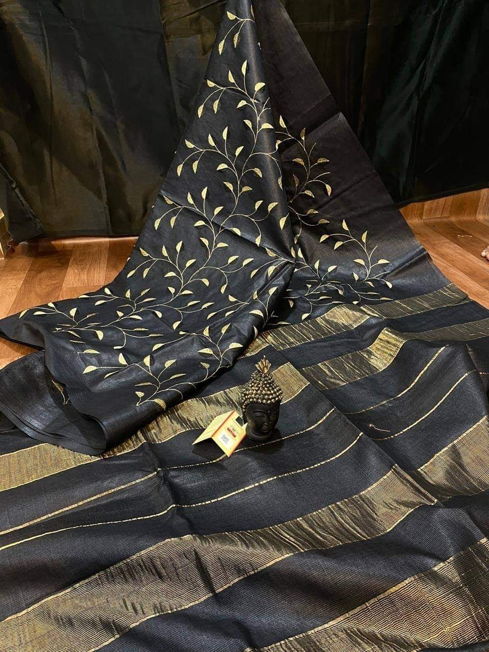 Tussar silk Embroidery  saree SILK ZONE