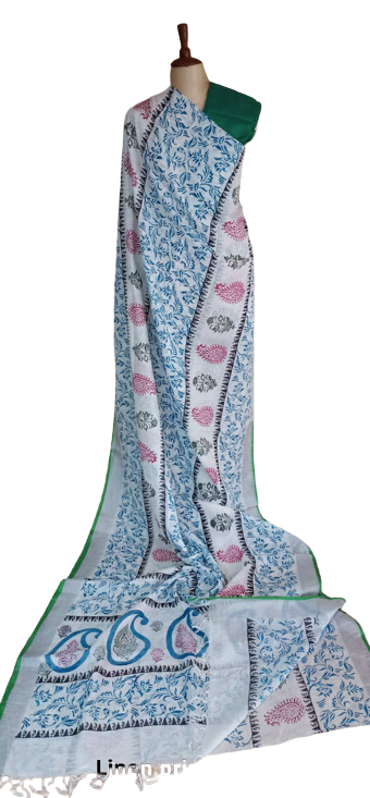 Pure linen print saree SILK ZONE
