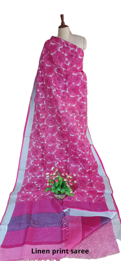 Pure linen print saree