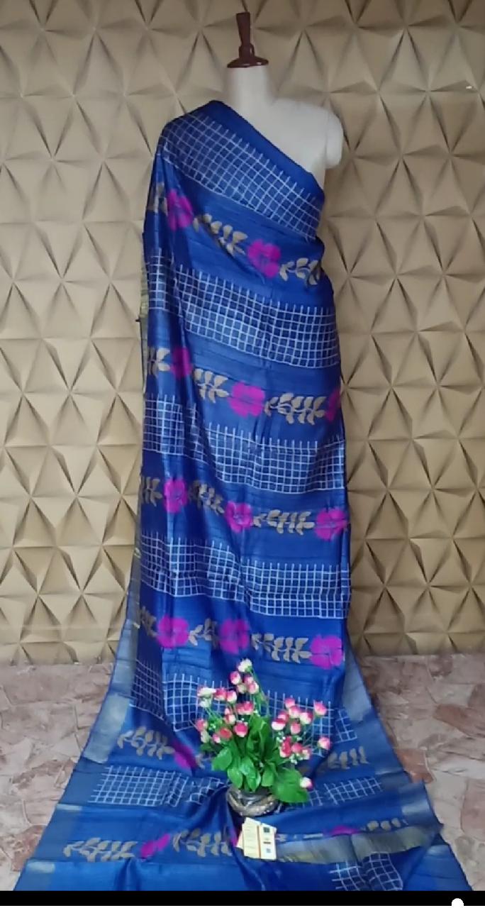 Pure Tussar Silk print saree