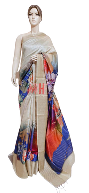 Pure Tussar Silk print saree