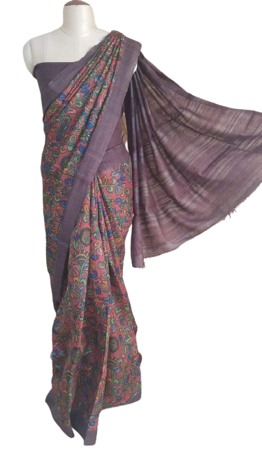 Kalamkari tussar silk hand pinted saree