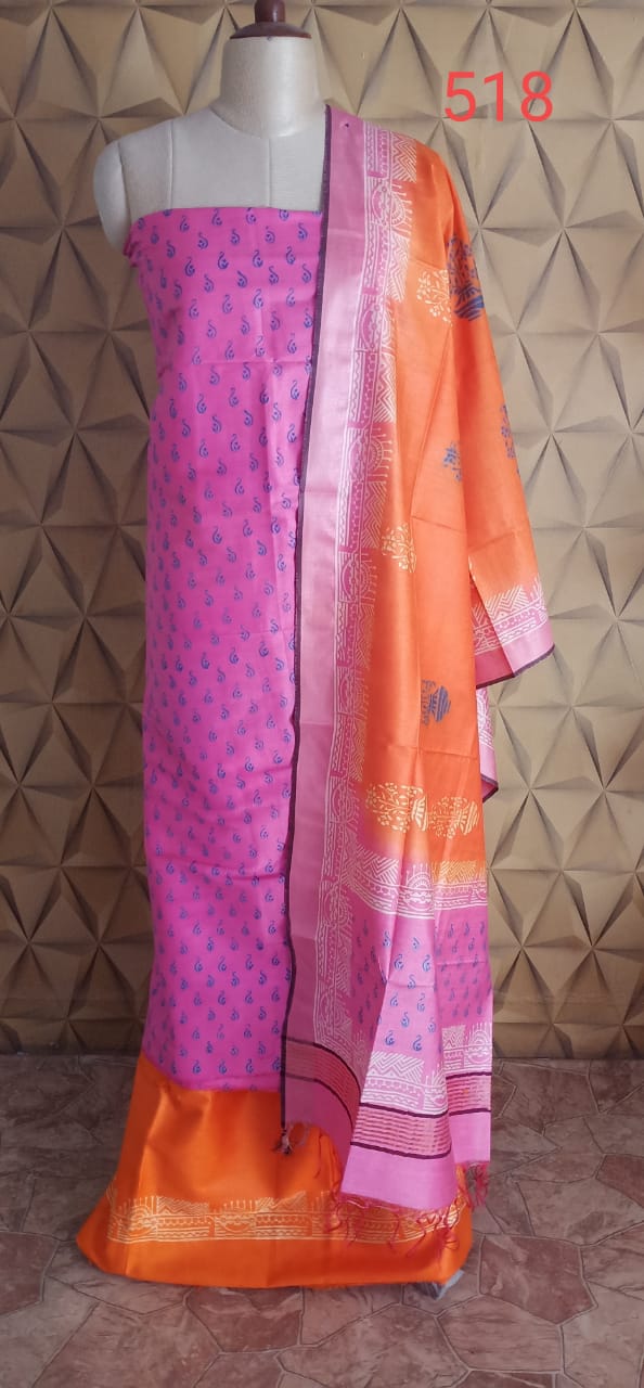 Soft silk hand print suit SILK ZONE
