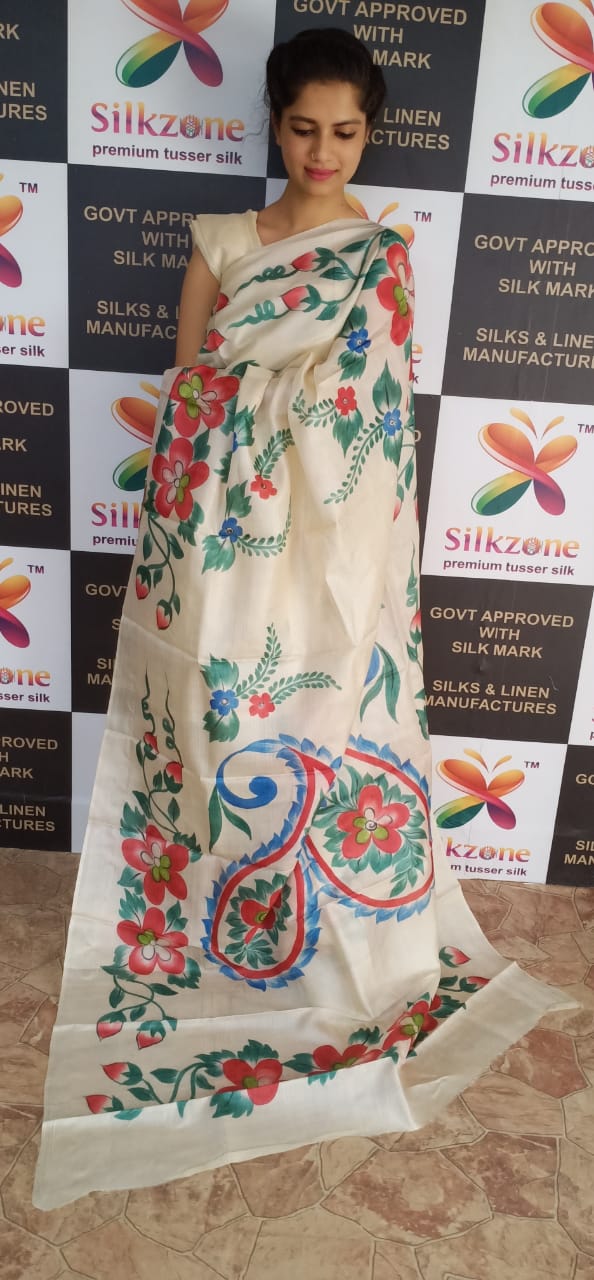 Pure Tussar Silk print saree