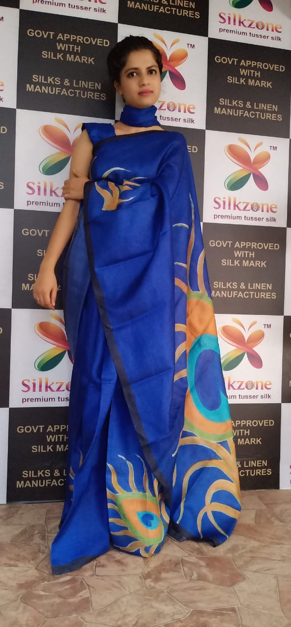 Pure Tussar Silk print saree