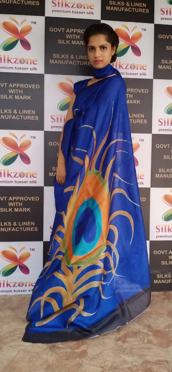 Pure Tussar Silk print saree