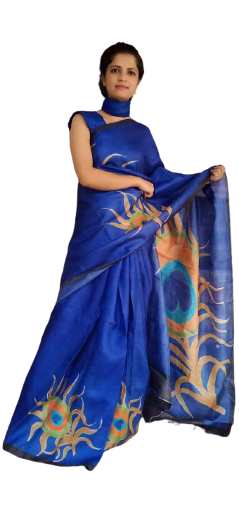 Pure Tussar Silk print saree