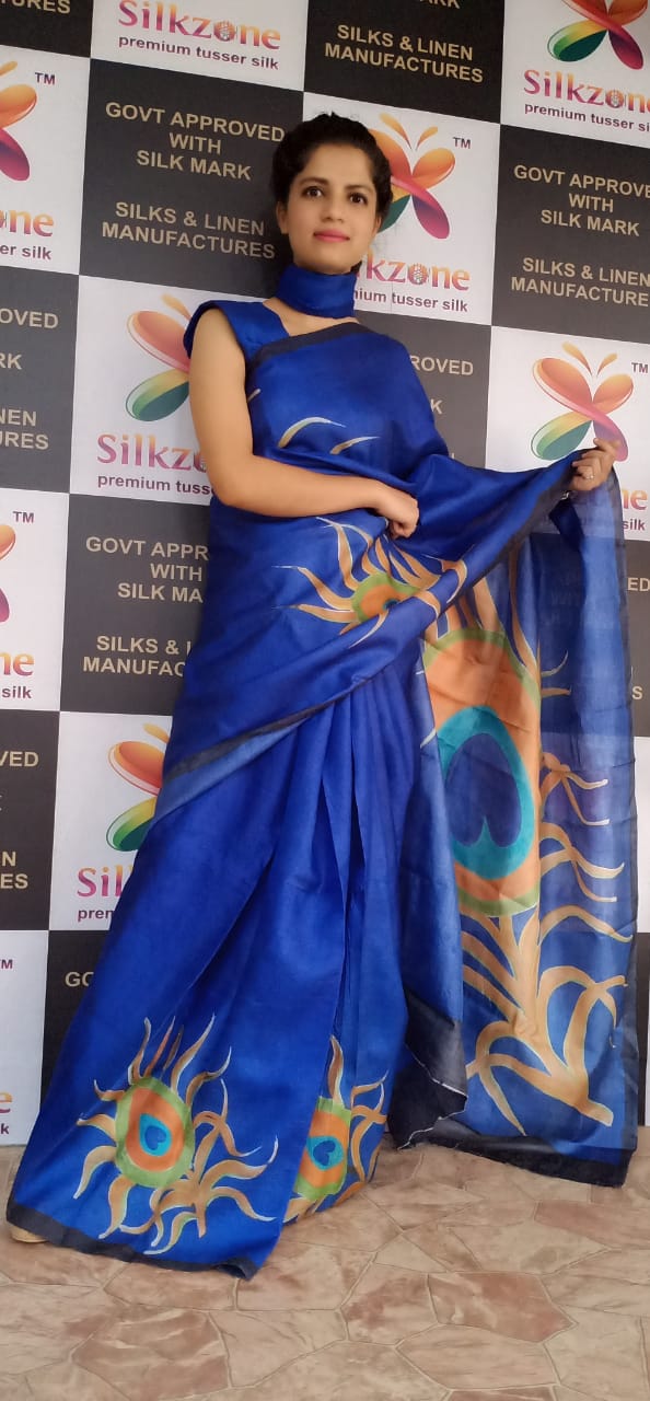 Pure Tussar Silk print saree
