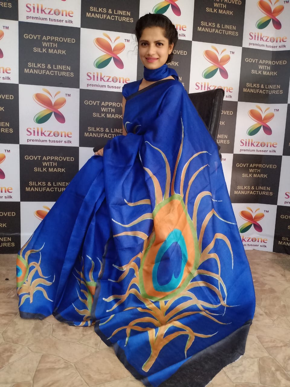 Pure Tussar Silk print saree