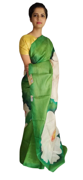 Pure Tussar Silk print saree