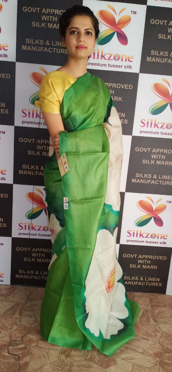 Pure Tussar Silk print saree