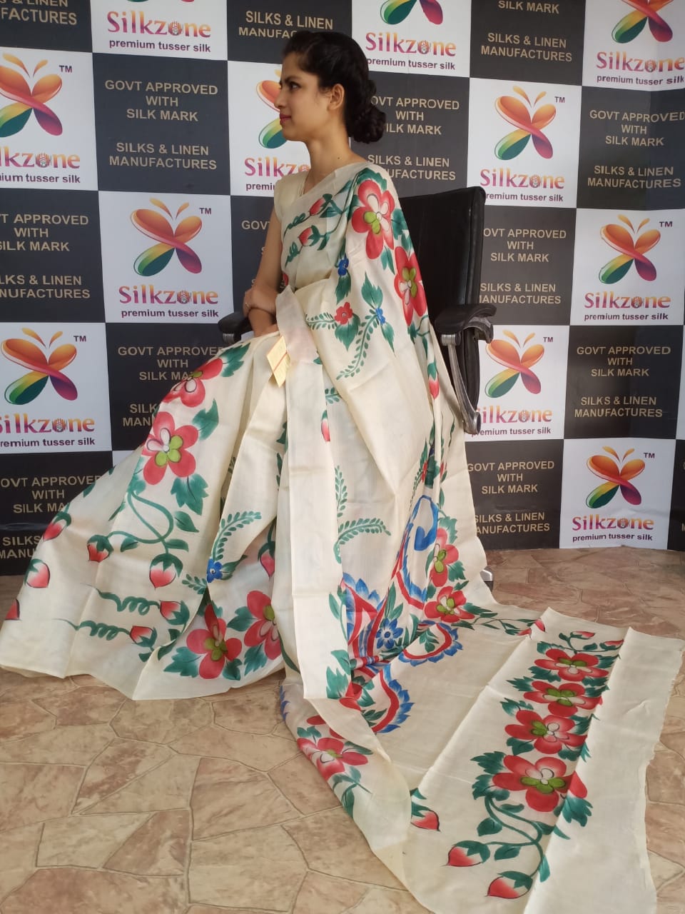 Pure Tussar Silk print saree