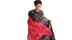 Khadi linen batik print saree