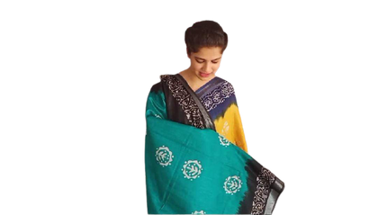 Khadi linen batik print saree