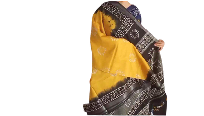Khadi linen batik print saree