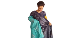 Khadi linen batik print saree