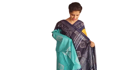 Khadi linen batik print saree