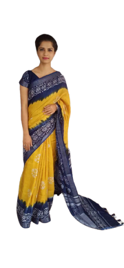 Khadi linen batik print saree