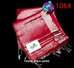 Tissue linen plain Saree SILK ZONE