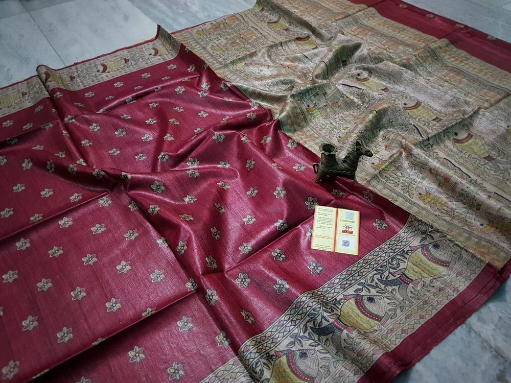 TUSSAR SILK PRINT SAREE