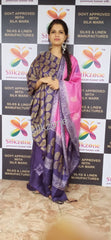 Soft silk hand print suit SILK ZONE