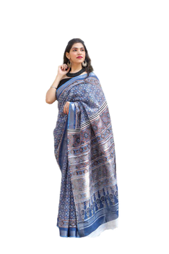 Khadi linen printed saree