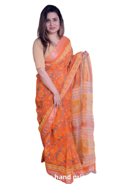 Khadi linen printed Saree