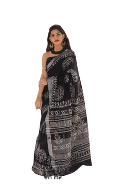 Khadi linen printed Saree