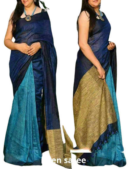 Pure linen plane saree SILK ZONE