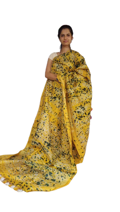 Khadi linen batik printed saree