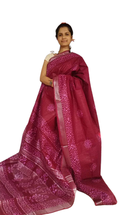 Khadi linen batik printed saree