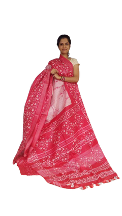 Khadi linen batik printed saree