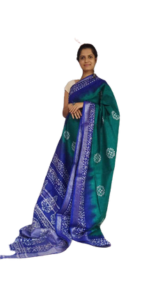 Khadi linen batik printed saree