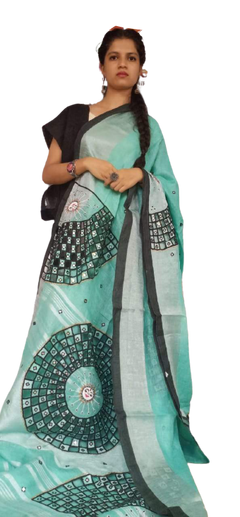 Linen cutwork saree