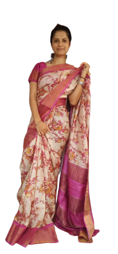 Tussar silk printed saree