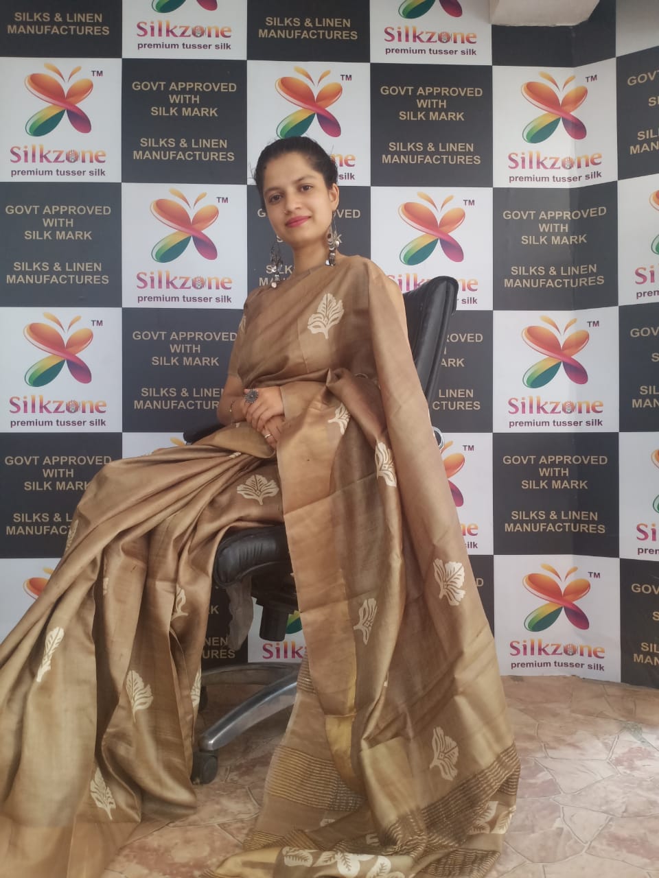 Pure Tussar Silk print saree