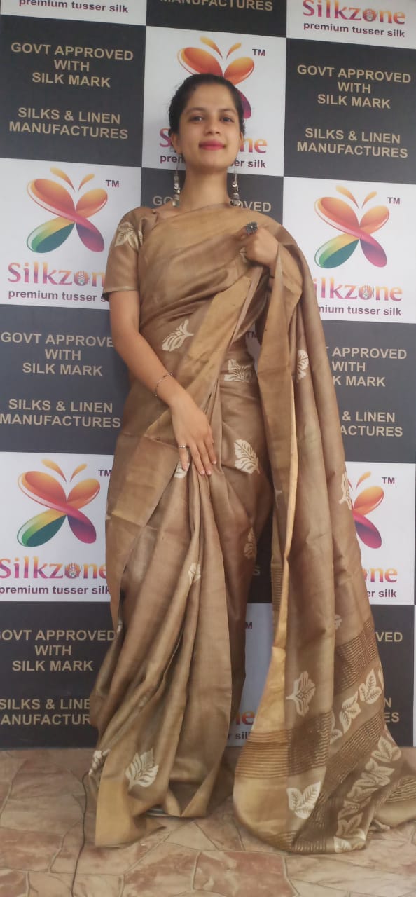 Pure Tussar Silk print saree
