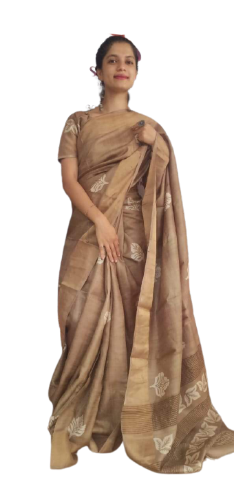 Pure Tussar Silk print saree