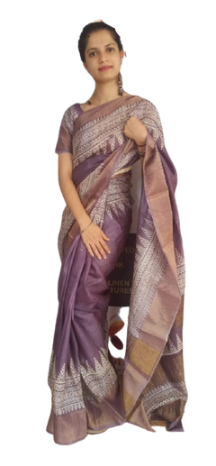 Tussar silk printed saree