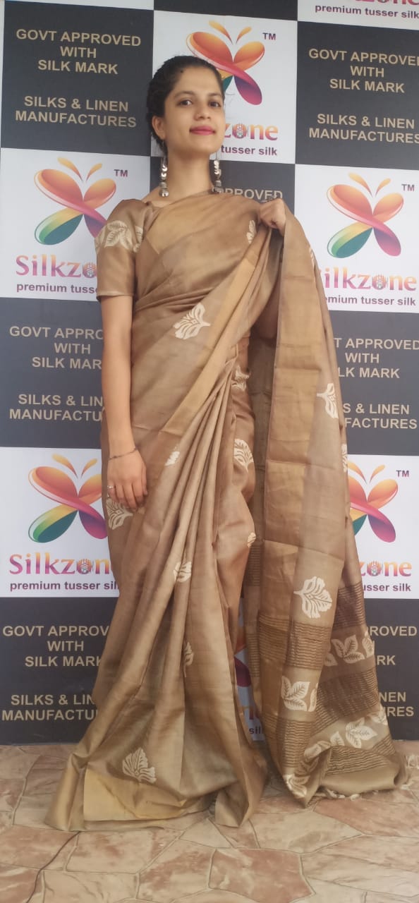 Pure Tussar Silk print saree