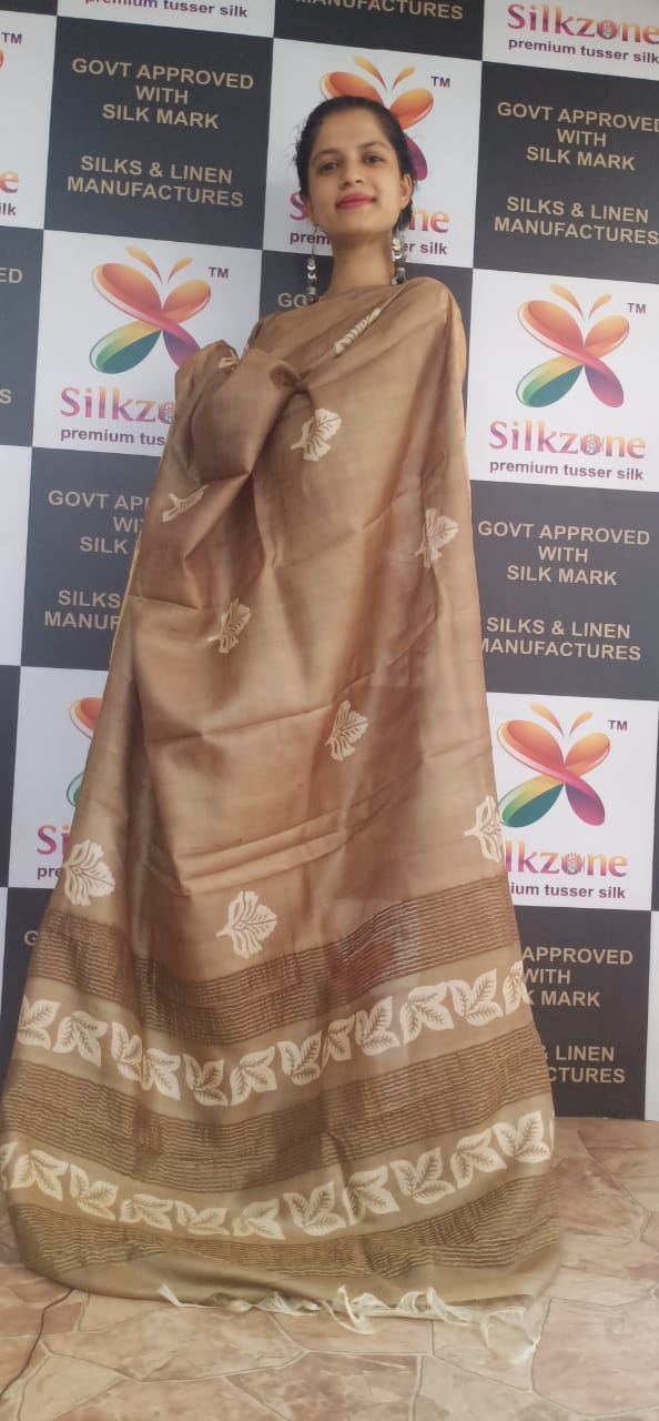 Pure Tussar Silk print saree