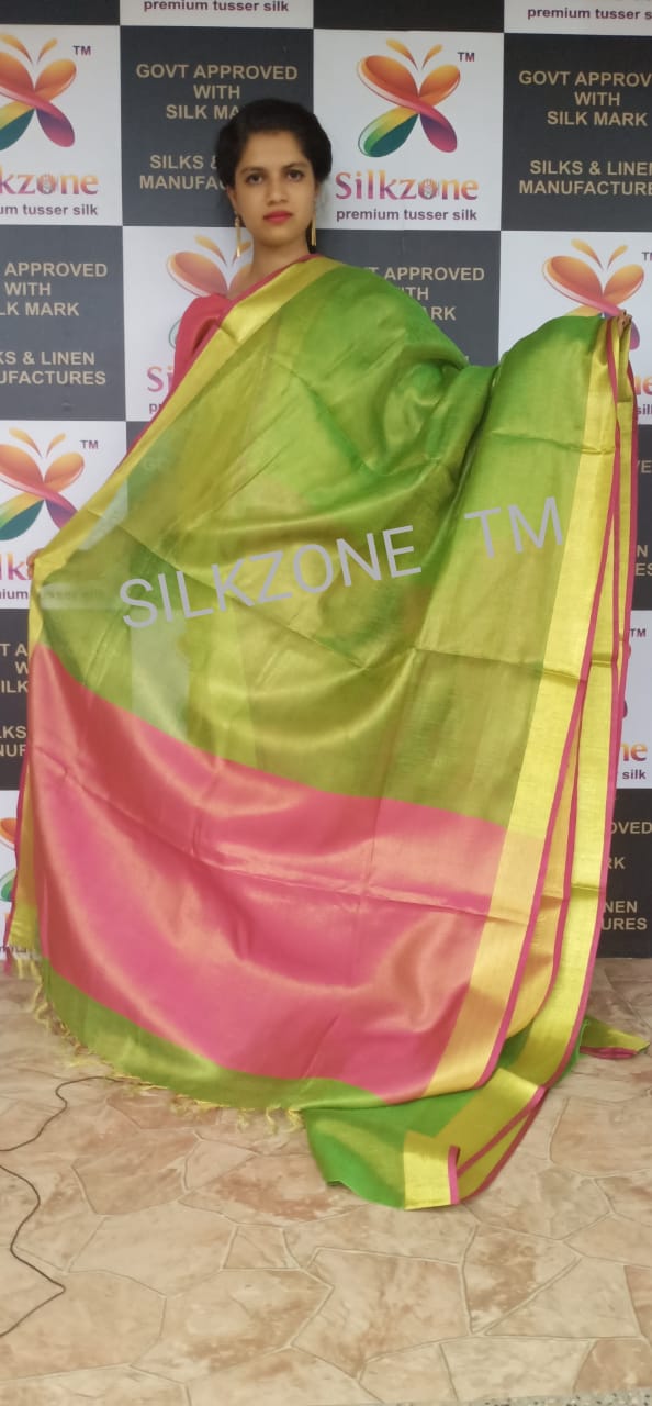 Tissue linen plain saree SILK ZONE
