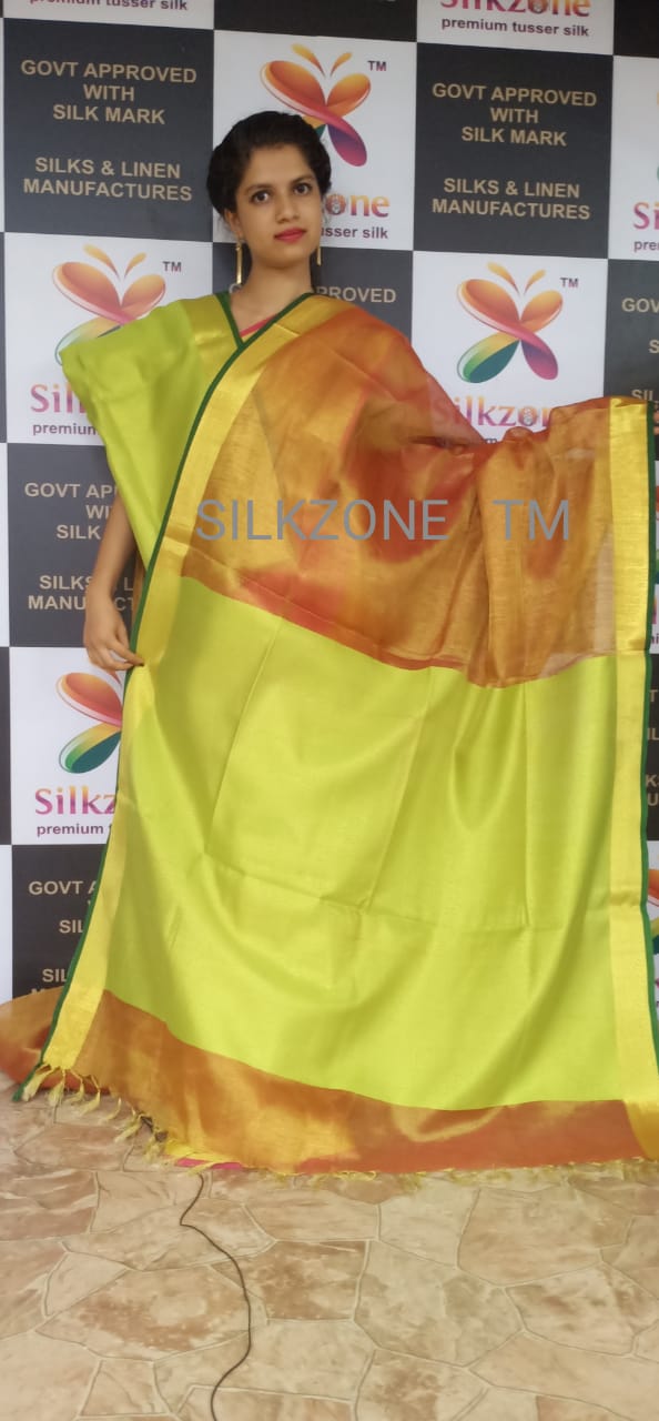 Tissue linen plane saree SILK ZONE