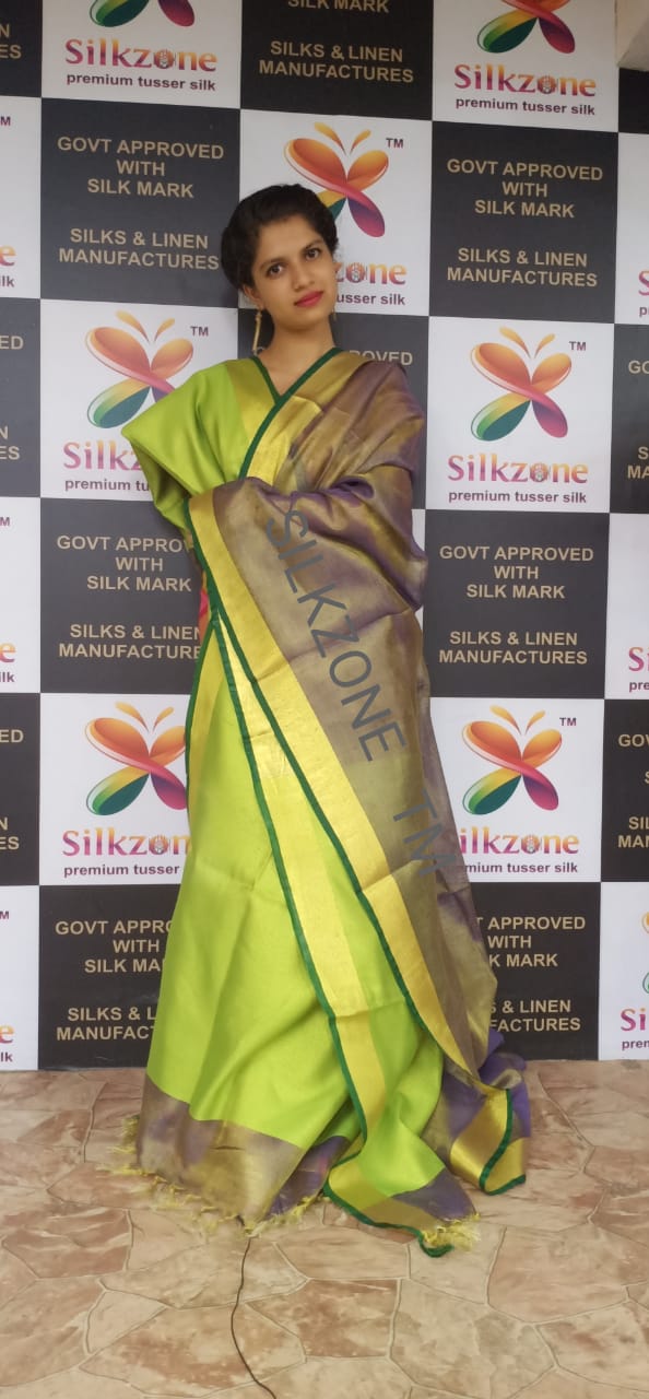 Tissue linen plane saree SILK ZONE